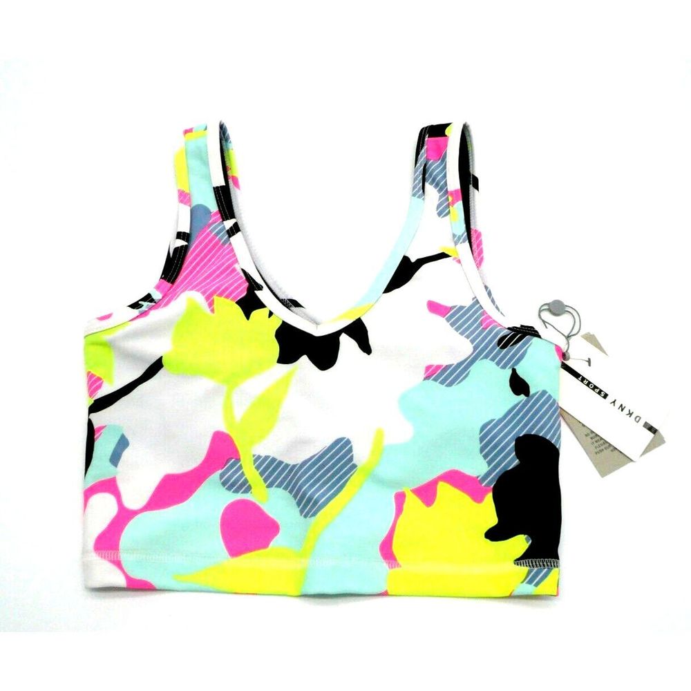 DKNY SPORT Camo Floral Sports Bra Multi Color XS